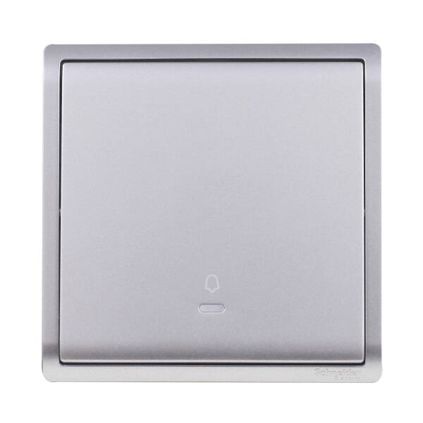10A 250V 1Gang Bell Pressswitch,AluminiumSilver - 1