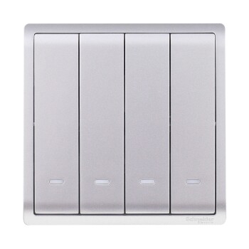 10AX 250V 4Gang 1way switched with Fluorescent Locator,Aluminium Silver - Schneider Electric