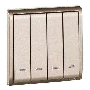 10AX 250V 4Gang 1way switched with Fluorescent Locator,Wine Gold - Schneider Electric