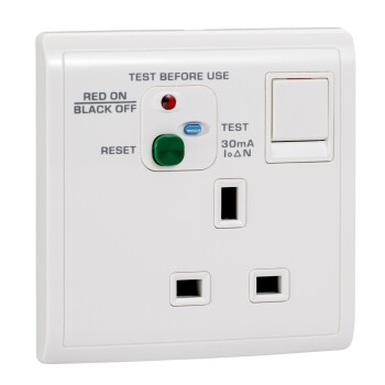 13A 250V 1 Gang Double Pole Switched RCD Socket - Schneider Electric
