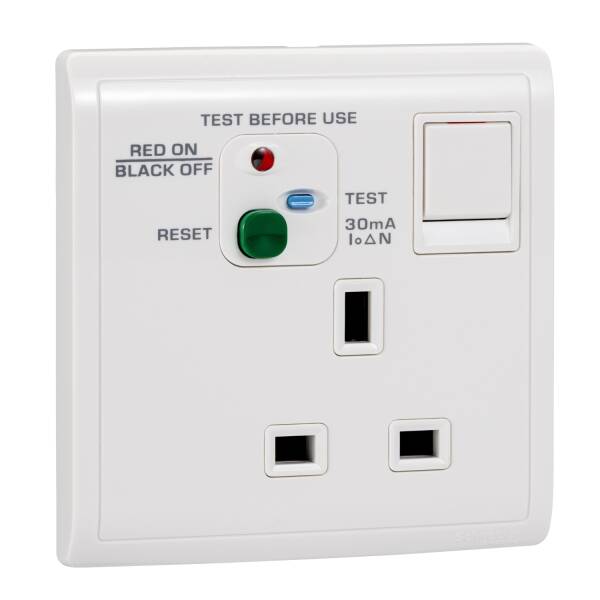 13A 250V 1 Gang Double Pole Switched RCD Socket - 1