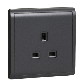 13A 250V 1Gang socket,Matt Black - Schneider Electric