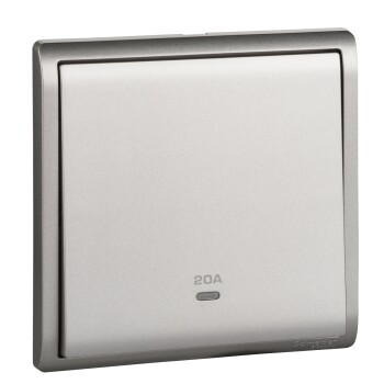 20A 250V 1Gang DP switched with Neon,Aluminium Silver - Schneider Electric