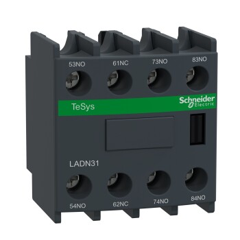 Auxiliary contact block, TeSys Deca, 3NO + 1NC, front mounting, screw clamp terminals - Schneider Electric