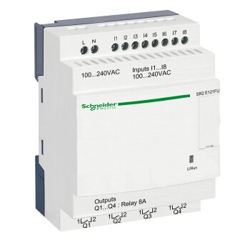 Compact smart relay, Zelio Logic, 12 I/O, 100...240 V AC, clock, no display - Schneider Electric