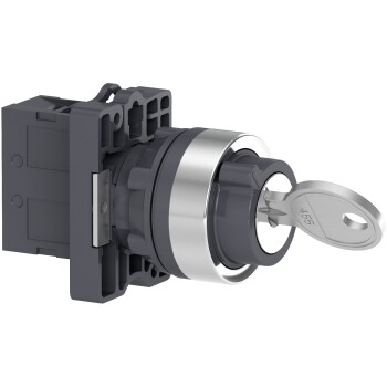 Easy Harmony XA2E, Key selector switch, plastic, black, Ø22, key n°455, 2 positions, stay put, 1 NO - Schneider Electric