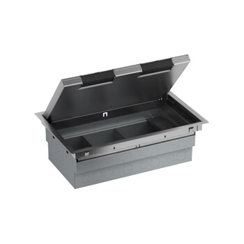 empty floor box - 3 compartments - stainless steel - 100 mm - Schneider Electric