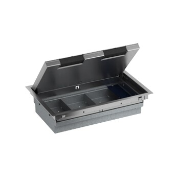 empty floor box - 3 compartments - stainless steel - 70 mm - Schneider Electric