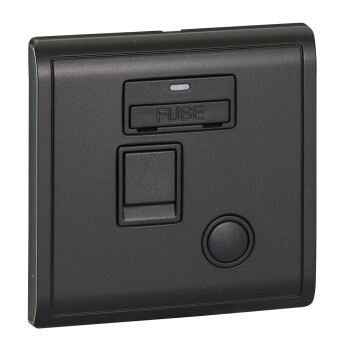 Fused connection unit with DP switch & Neon, Pieno, 13A, Matte black - Schneider Electric