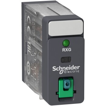 Harmony, Interface plug-in relay, 5 A, 2 CO, with LED, with lockable test button, 24 V DC - Schneider Electric