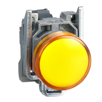 Harmony XB4, Pilot light, metal, orange, Ø22, plain lens with integral LED, 110…120 VAC - Schneider Electric