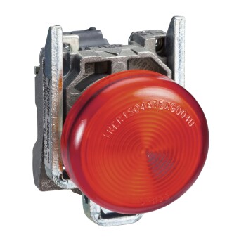 Harmony XB4, Pilot light, metal, red, Ø22, plain lens with BA9s bulb, <lt/>= 250 V - Schneider Electric
