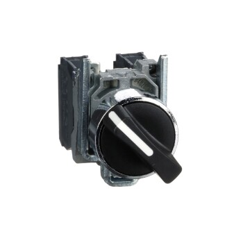 Harmony XB4, Selector switch, metal, black, Ø22, 2 positions, stay put, 1 NO+1 NC - Schneider Electric