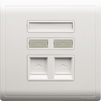 Keystone Wallplate, Actassi, 2 gang, shuttered, without module, white - Schneider Electric