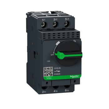 Motor circuit breaker, TeSys Deca, 3P, 1.6 A, magnetic, rotary handle, screw clamp terminals - Schneider Electric