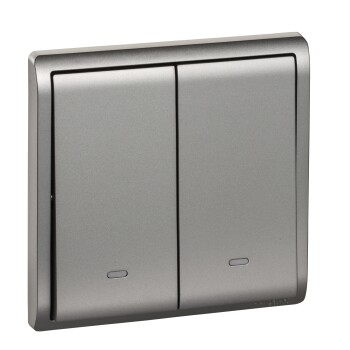 Pieno - 16A 250V - 2 gang 1 way switch with fluorescent locator (AS) - Schneider Electric