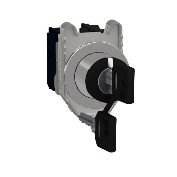 Selector switch, Harmony XB4, flush mounted sw Ø 30.5 key 455 3 pos stay put key release 2 NO - Schneider Electric