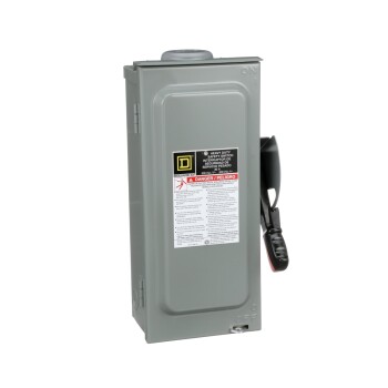 Single throw safety switch, heavy duty, non-fusible disconnect, 3 poles, 600V AC/DC, 30A ,Type 3R , aluminium conductor - Schneider Electric