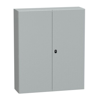 Spacial S3D dble plain door w/o mount.plate. H1200xW1000xD300 IP55 IK10 RAL7035. - Schneider Electric