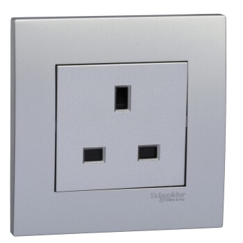 Vivace 13A 250V 1Gang socket, Aluminium silver - Schneider Electric