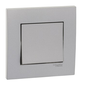 Vivace 16AX 250V 1gang 1Way Switch,Aluminium Silver - Schneider Electric