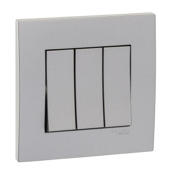 Vivace 16AX 250V 3gang 1Way Switch,Aluminium Silver - Schneider Electric