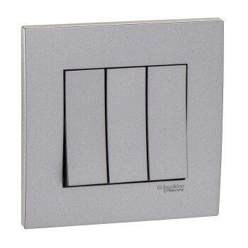 Vivace 16AX 250V 3gang 2Way Switch,Aluminium Silver - Schneider Electric