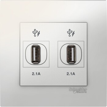 Vivace - 2 x 2.1A USB Charger - White - Schneider Electric